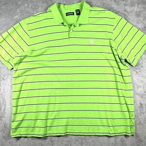 Chaps Polo Short Sleeve Shirt Men's 4XB Green Stripe Big & Tall Classic Preppy